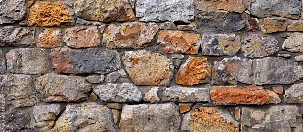 Poster an aged masonry wall displaying a weathered stone surface with a rustic appeal suitable for a copy s