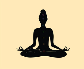 silhouette of a woman meditating