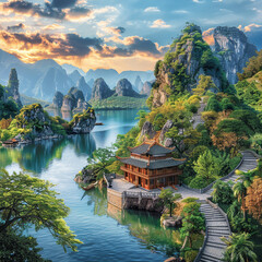 Fototapeta premium Tourist attractions in various countries