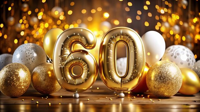 greeting background with the number 60, on the day of the date of birth. congratulations on the round date