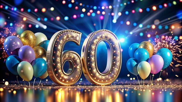greeting background with the number 60, on the day of the date of birth. congratulations on the round date