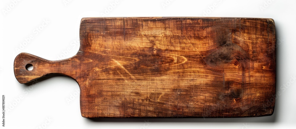 Poster wooden cutting board on a white backdrop with clipping path for copy space image