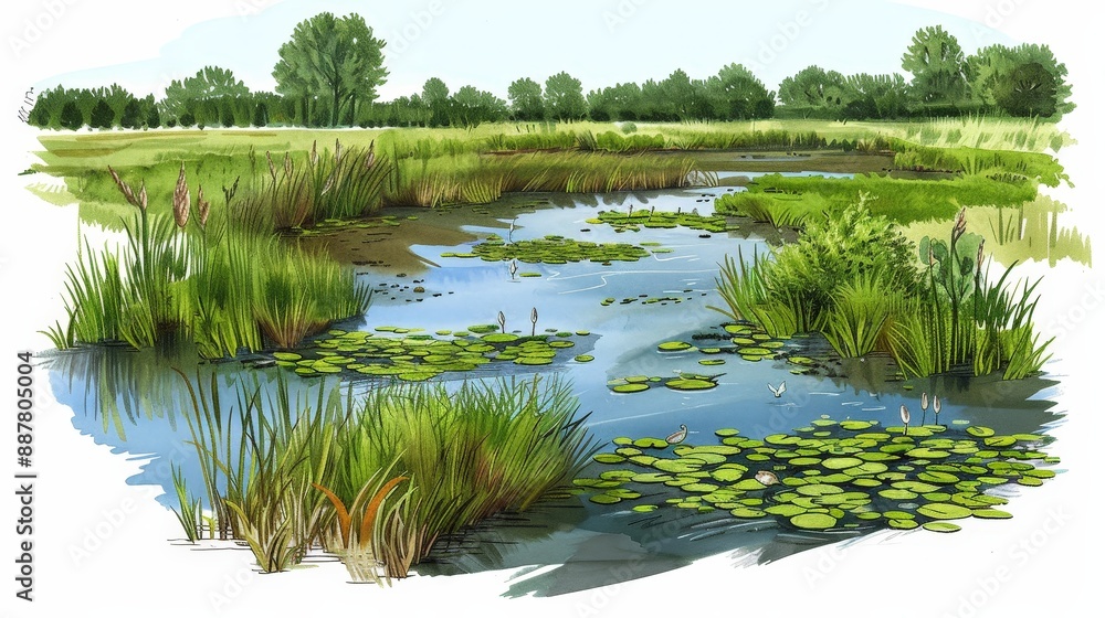 Poster explain the importance of wetland ecosystems in flood control.
