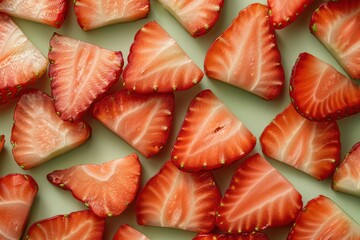 Sliced Strawberries on Light Background at Daytime