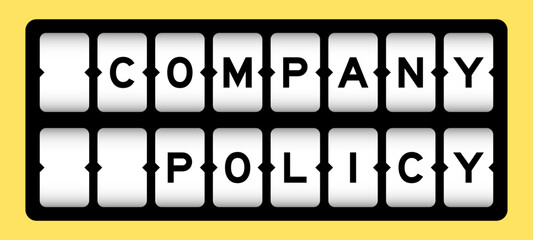 Black color in word company policy on slot banner with yellow color background
