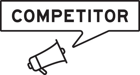Megaphone icon with speech bubble in word competitor on white background