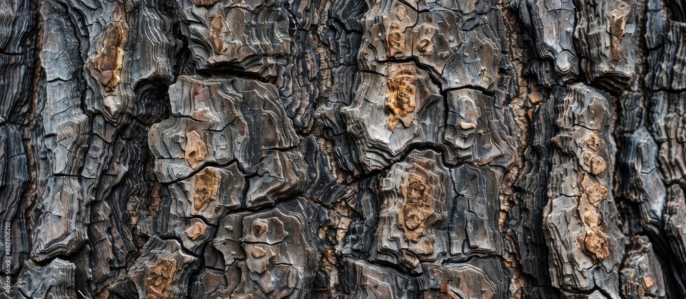 Leinwandbilder Close up of an aged tree trunk on a wooden backdrop with a designated area for adding images or text known as a copy space image