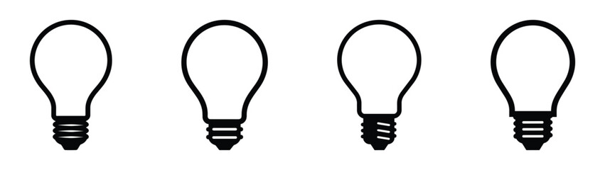 Light bulb icon set. Idea icon. Lamp concept. Light bulb, isolated in modern outline, flat, and colored design. Vector illustration