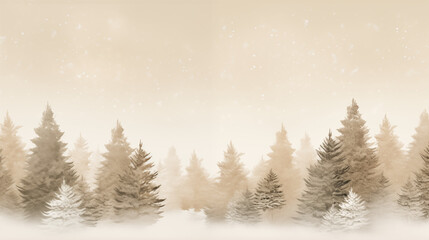 Naklejka premium Snowy Pine Trees Under Starry Winter Sky