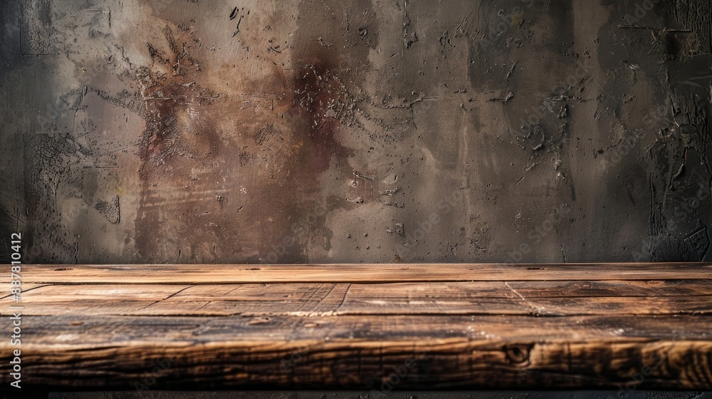 Poster background of an old wooden table without anything on it