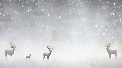 Deer Family in Winter Wonderland