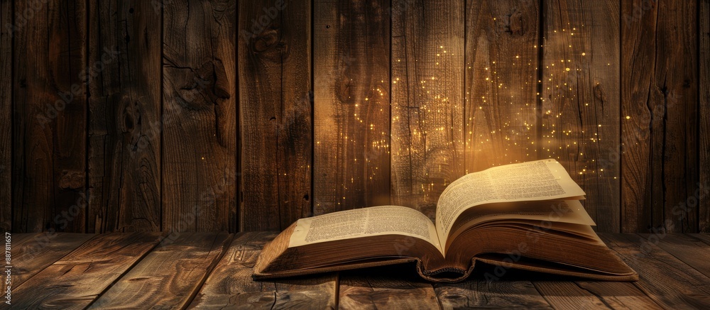 Poster Illuminated background enhances an open book with copy space image
