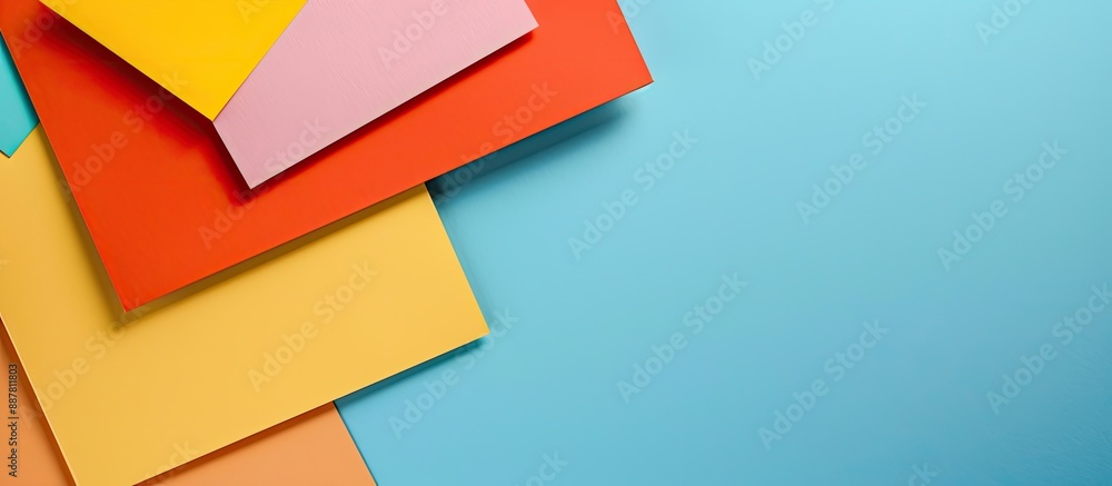 Poster Business stationery displayed with empty space for text or design on a paper backdrop with a copy space image