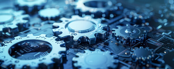 Illustration of background with a lot of different sizes of cogwheels. Concept of wallpaper and banner.