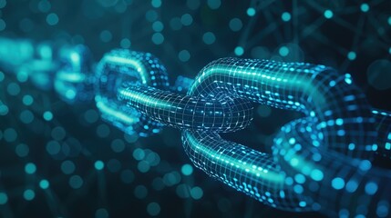 Digital Blockchain Network with Glowing Links