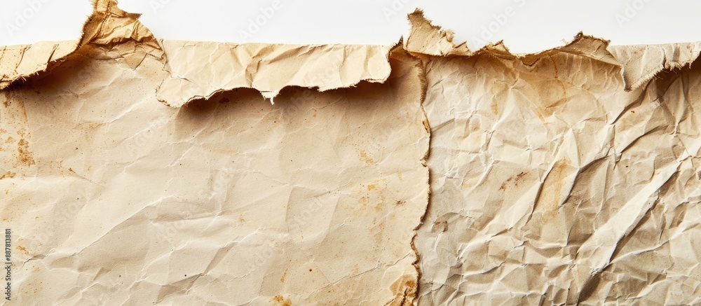 Poster Vintage torn paper against a white backdrop with space for text or images. with copy space image. Place for adding text or design