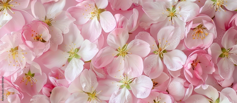 Aufkleber floral pattern with multiple blossoms arranged as a background for copy space image suitable for dec