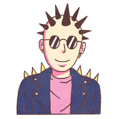 Png punk character  illustration, transparent background