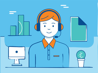 set of funny cartoon office worker