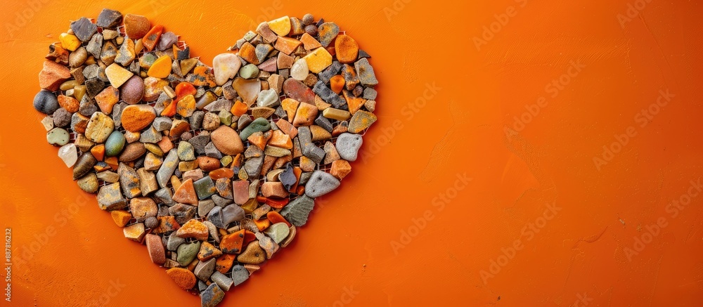 Poster Spice heart mosaic on orange backdrop with ample copy space image