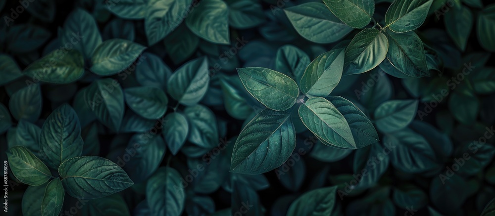 Poster background with dark blurred leaves for copy space image conveying a sense of mystery