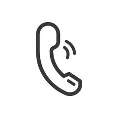 Obraz premium Monochromatic Line Art Icon: Retro Phone Ringing
