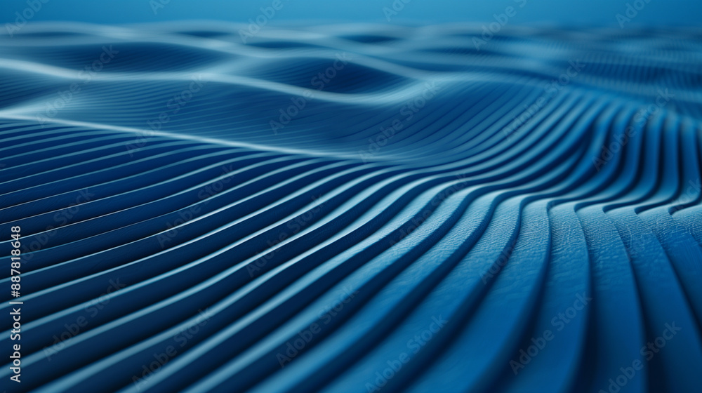Poster abstract wallpaper created from blue 3d undulating lines. colorful 3d render with copy-space