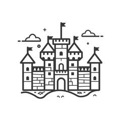 castle minimalist line art icon logo symbol icon black color only