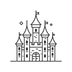Obraz premium castle minimalist line art icon logo symbol icon black color only
