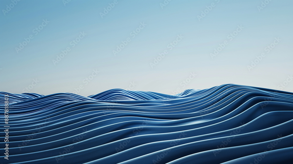 Aufkleber abstract wallpaper created from blue 3d undulating lines. colorful 3d render with copy-space