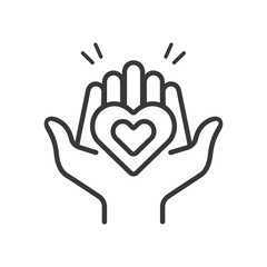 Obraz premium Caregiving Hands Protecting Nested Hearts Icon