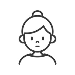 Obraz premium Line Art Icon: Young Woman with Topknot, Neutral Expression