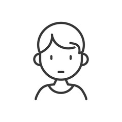 Fototapeta premium Minimalist Line Art Portrait: Serious Young Boy Icon
