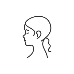 Line Art Profile of Serene Young Woman with Low Ponytail