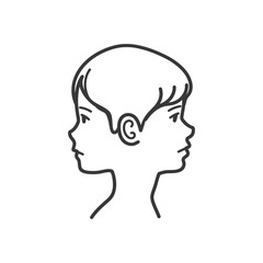 Line Art Illustration: Dual Profile of a Child's Head