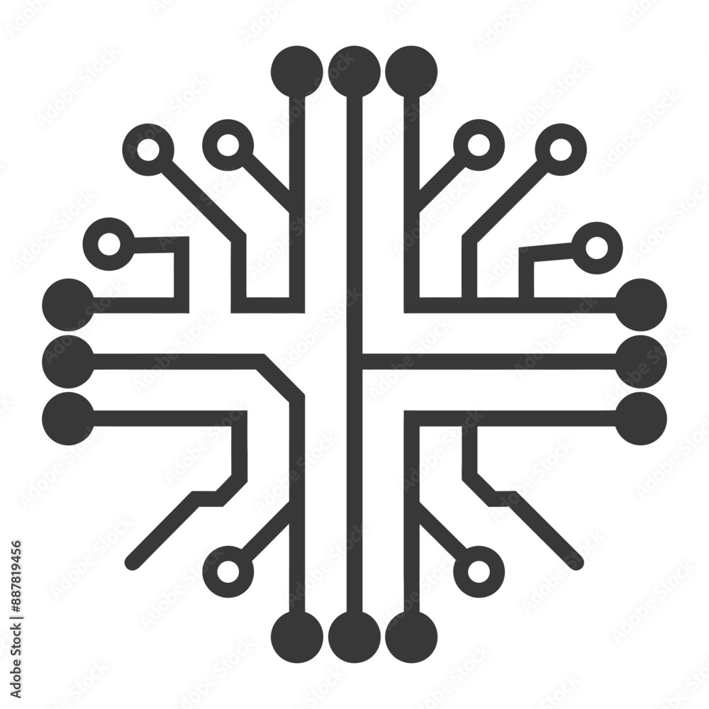 Poster abstract circular tech circuit board node network icon