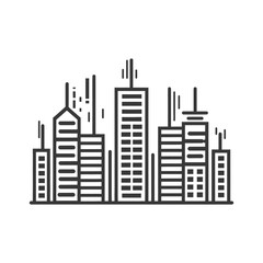 Minimalist Line Art Cityscape Illustration: Modern Urban Skyline