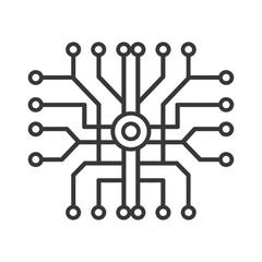 Abstract Circuit Board Icon: Central Node with Branching Connections