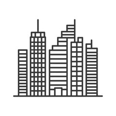 Minimalist Line Art City Skyline Icon: Modern Urban Architecture
