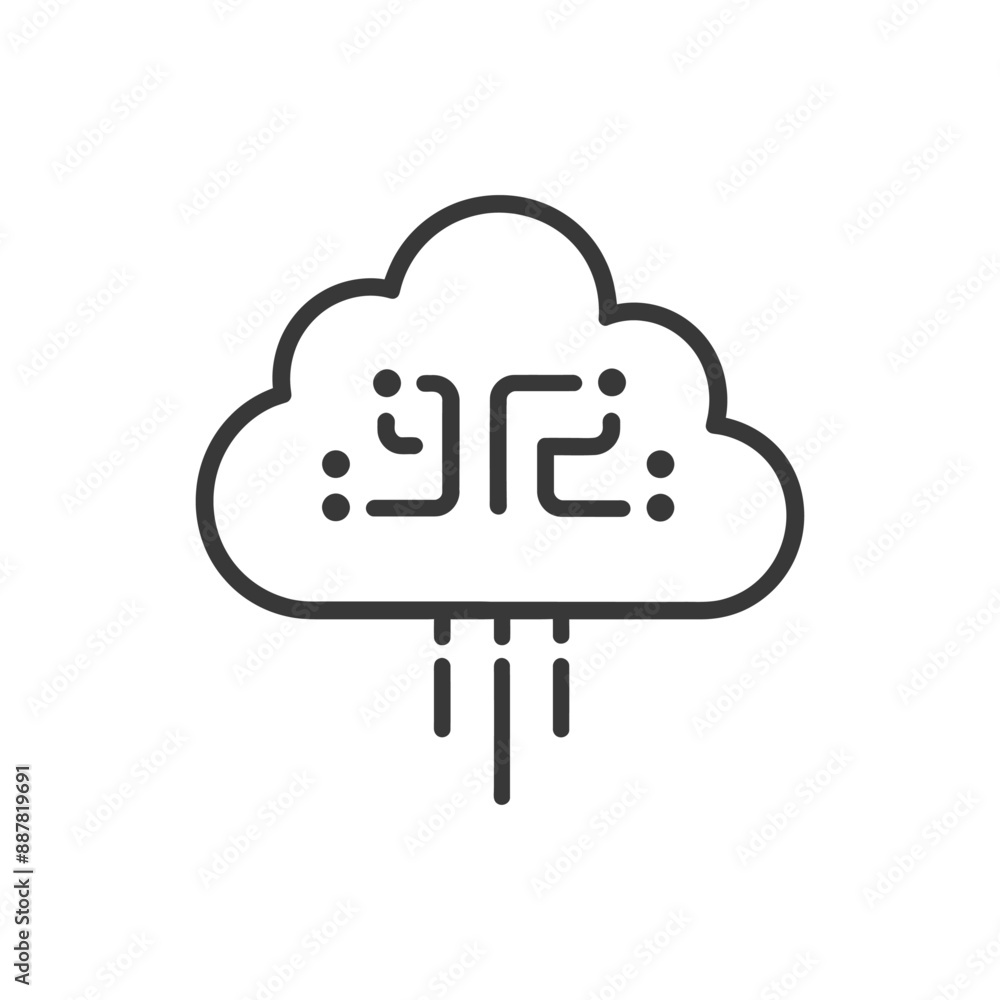 Poster cloud computing circuit board data transfer icon