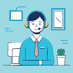 customer support line art vector art illustration