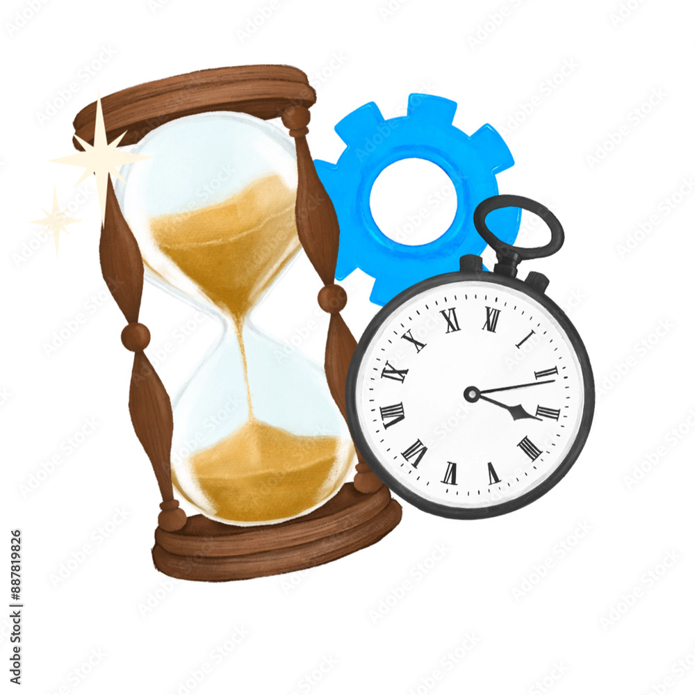 Poster Hourglass stopwatch png, business remix, transparent background