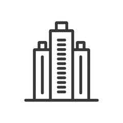 Minimalist Line Art Icon: Three-Building Cityscape