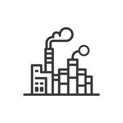 Obraz premium Industrial Factory Line Art Icon: Pollution, Production, and Growth