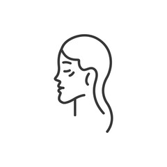 Line Art Profile of Woman Showing Facial Wrinkles and Aging