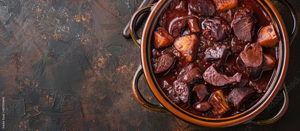 Aufkleber top down view of a traditional brazilian feijoada dish with copy space image