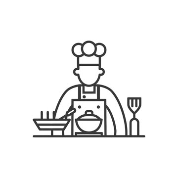 chef cooking line art clip art preview