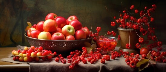 Still Life with Apples and Berries