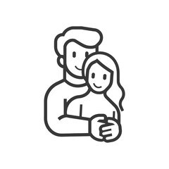 Obraz premium Line Art Couple Embracing: Tender Affectionate Gesture
