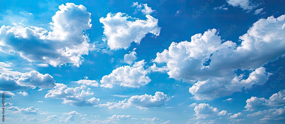 Poster background of a clear blue sky with white clouds suitable for copy space image